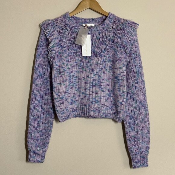 LoveShackFancy Koru Fringe Pullover Sweater Womens Sz M Wool Alpaca Cottagecore - Picture 5 of 13